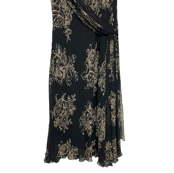 Lapis Silk Floral Faux Wrap Midi Dress Large - Picture 4 of 12